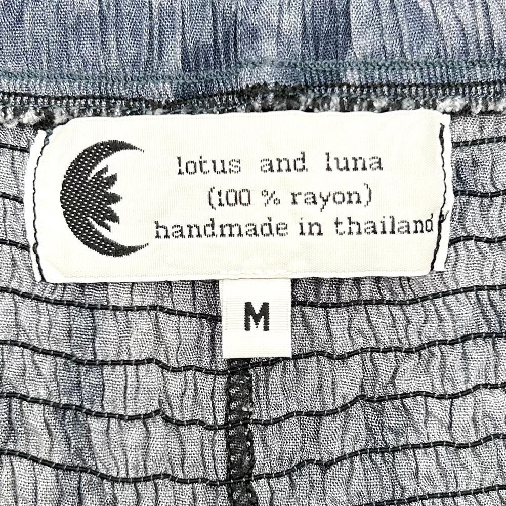 Lotus And Luna Blue Tie-Dye Rayon Wide Leg Smocked Waist Harem Pants MEDIUM - Picture 6 of 9